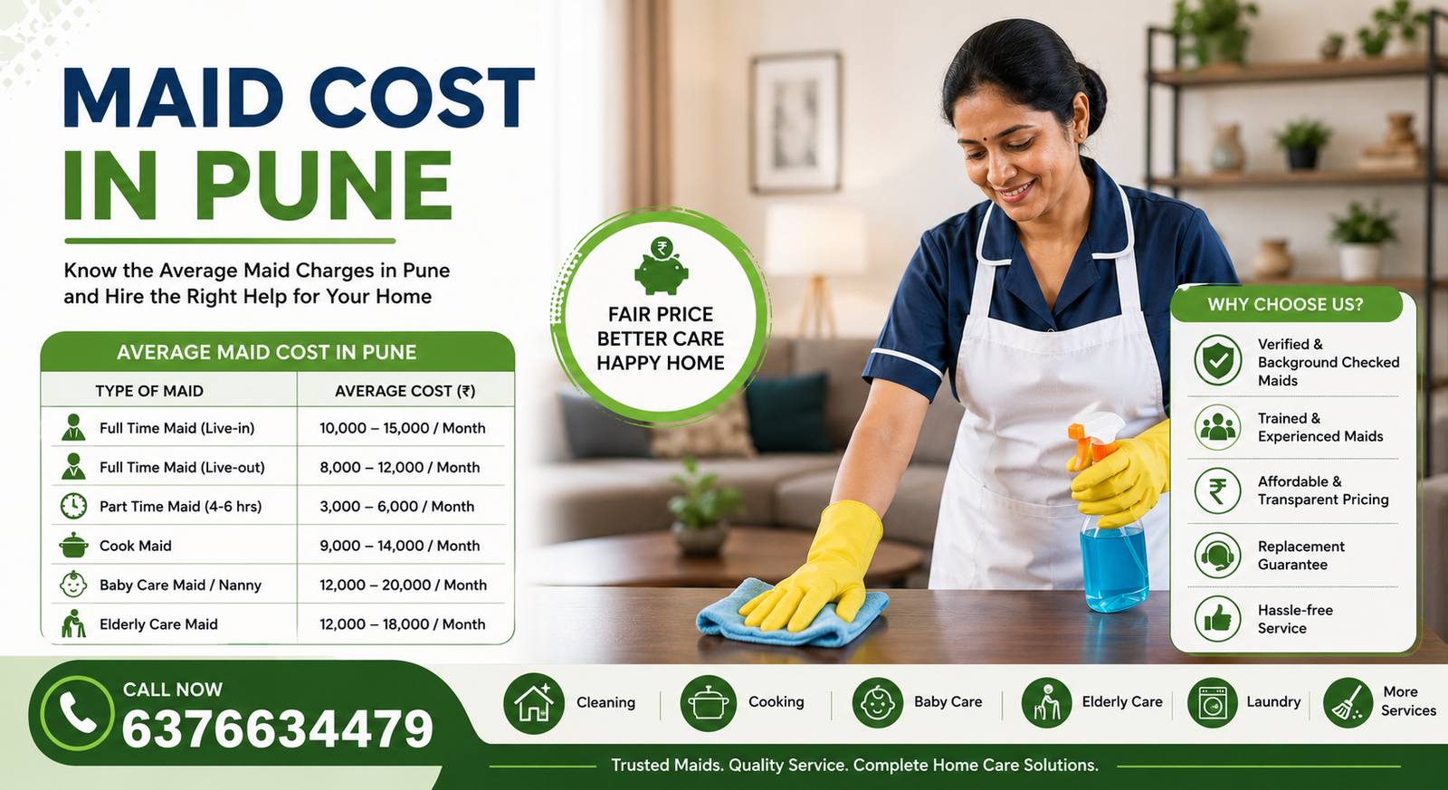 Maid Cost in Pune: Complete Guide to Maid Charges and Services